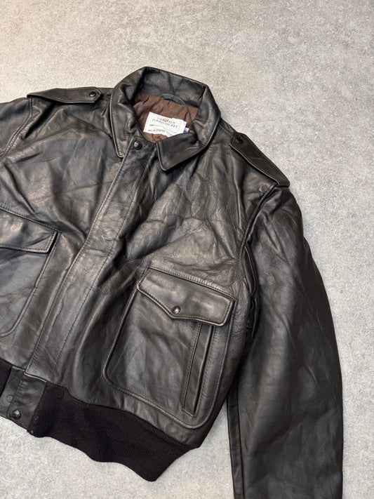 Schott Brown Quilted Lining Flight Leather Jacket