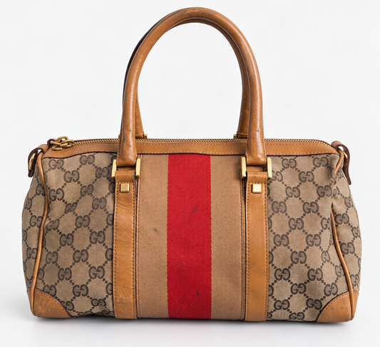 Gucci GG Monogram Boston Centre Stripe Bag