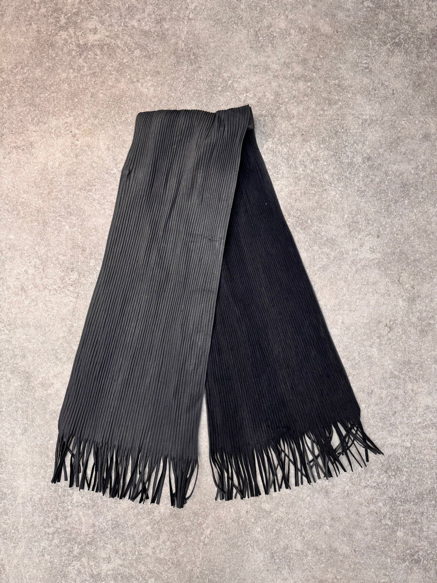 Issey Miyake Pleated Leather Fringe Scarf