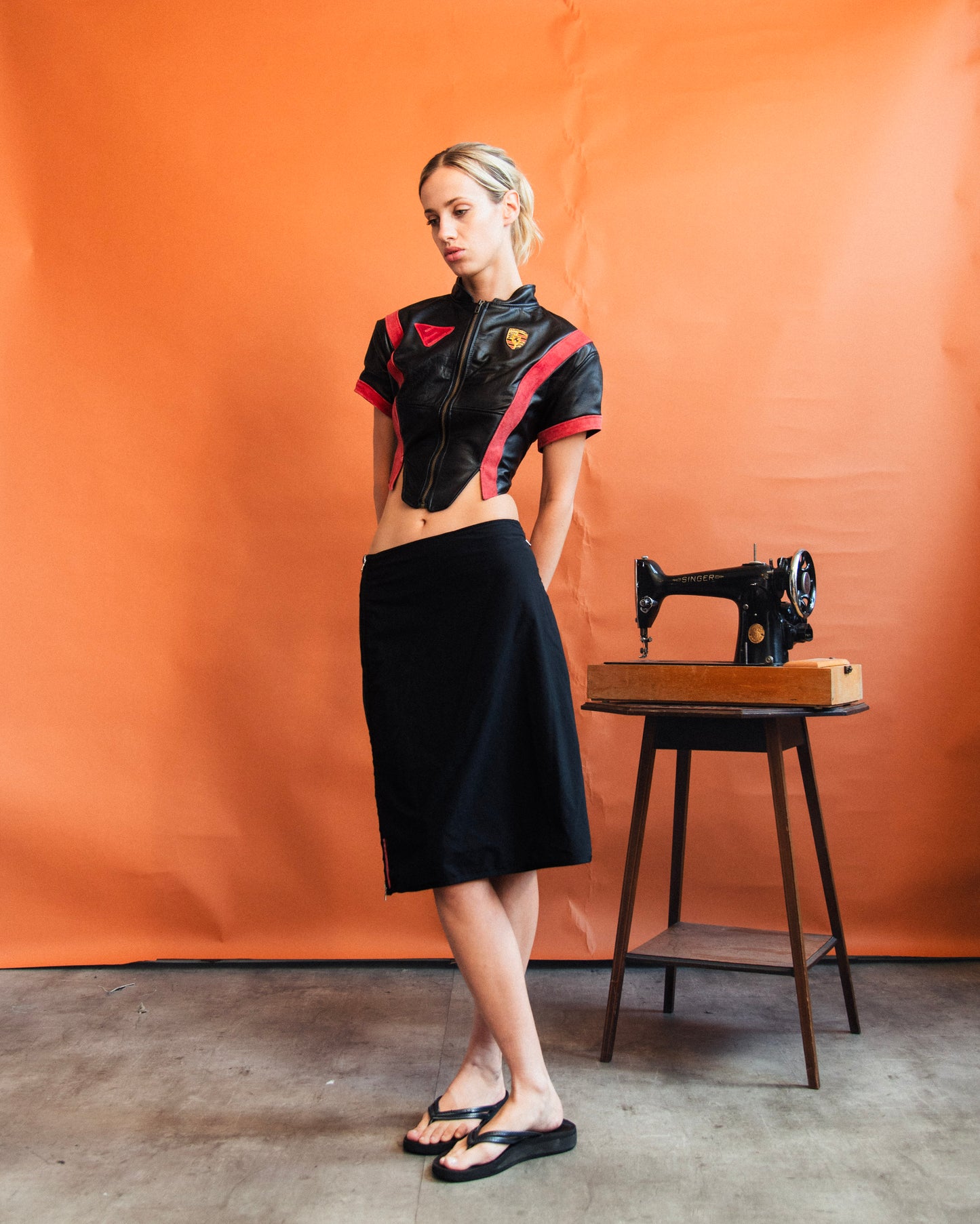 VT Rework : Porshe Cropped Leather Shirt Jacket