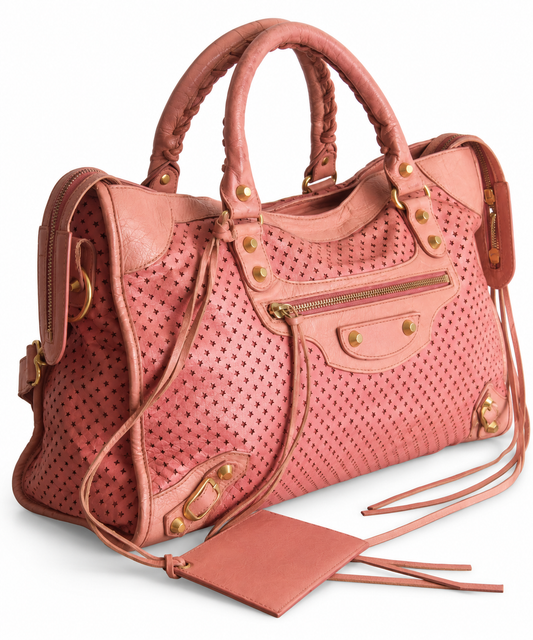 Balenciaga Pink Meshed Leather City Bag SC:5782