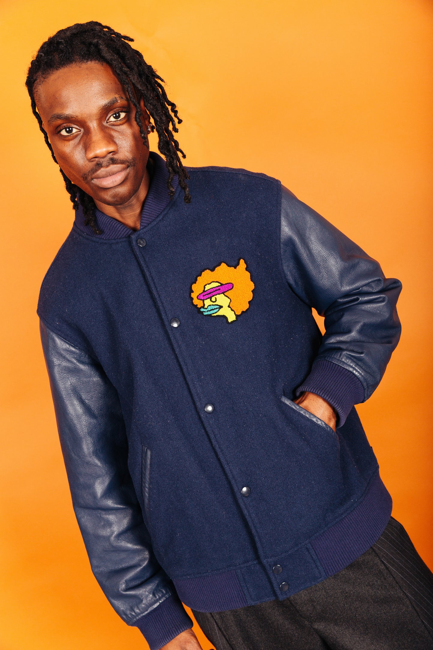 Supreme Wool Leather Gonz "Supream" Varsity Jacket Navy