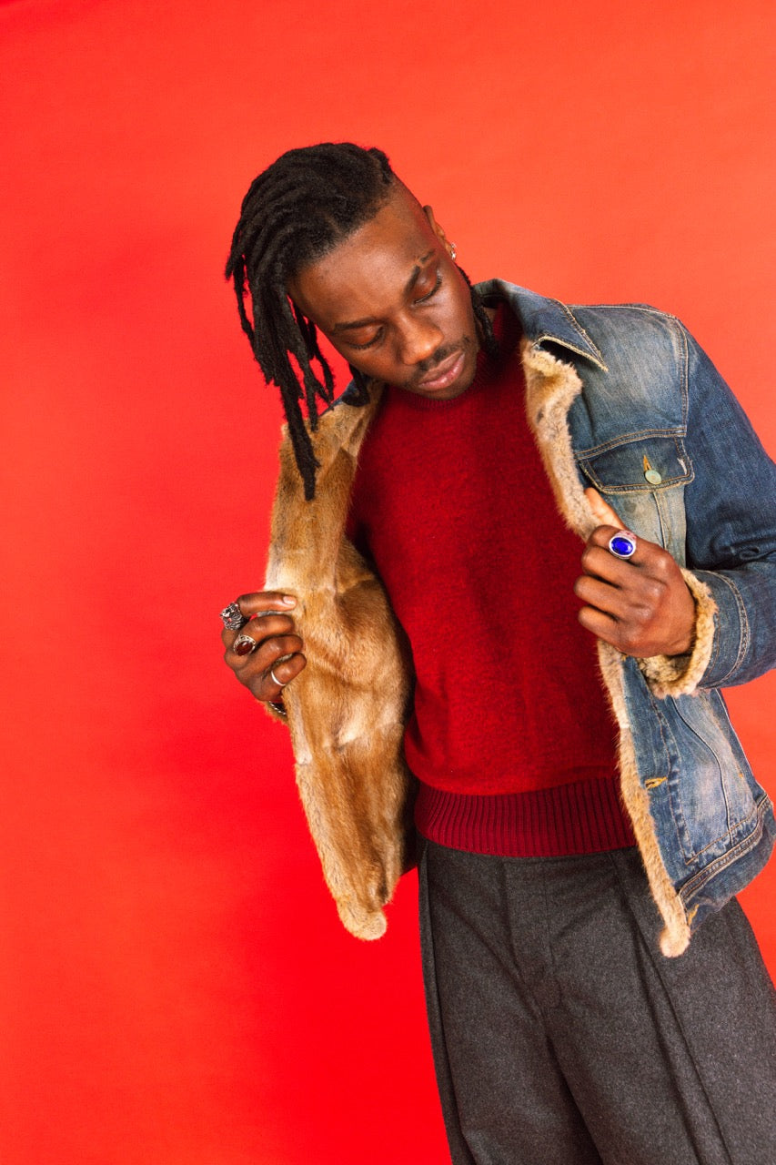 Dolce and Gabbana Rabbit Fur Lined Distressed Denim Western Jacket