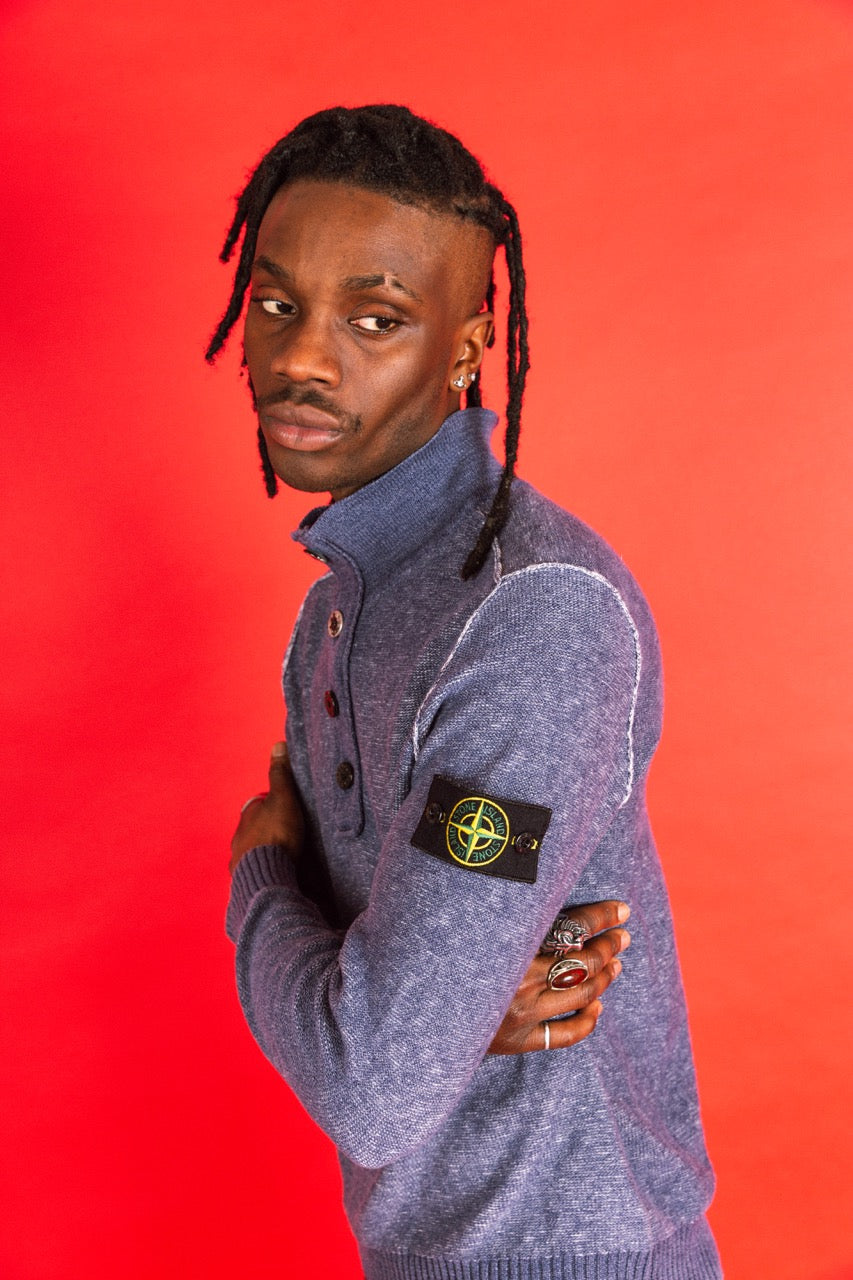 S/S 2012 Stone Island Blue Melange Cotton Knit Sweater