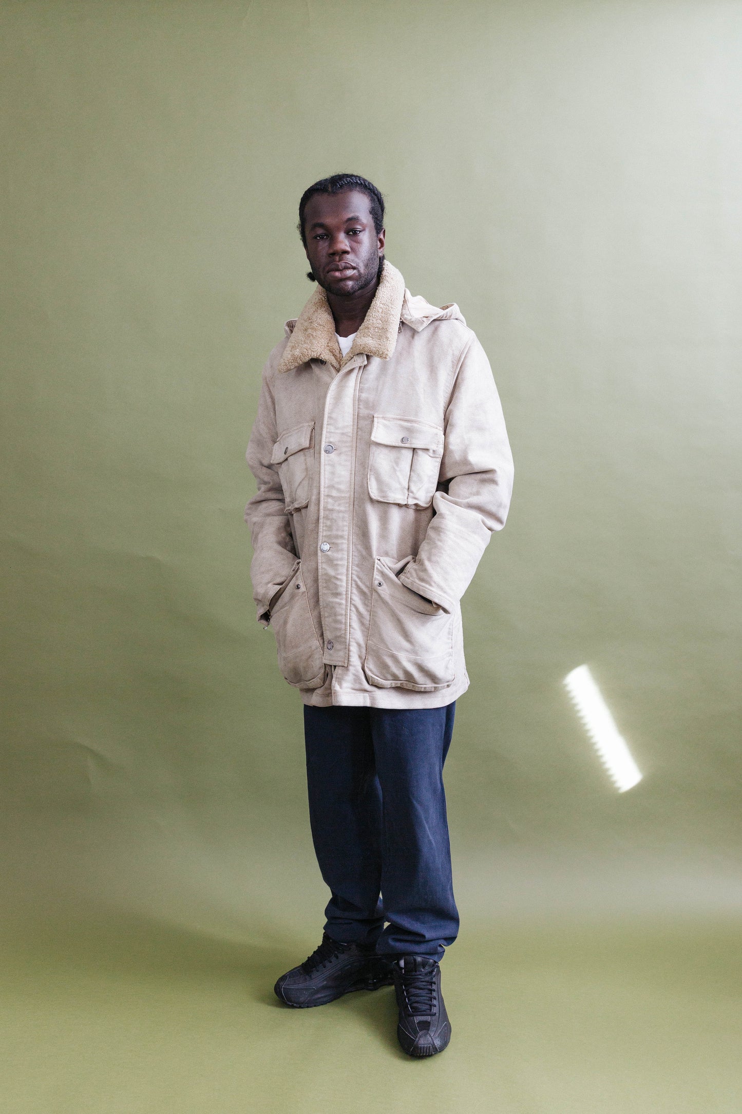 A/W 2003 C.P. Company Moleskin Beige Sherpa Lined Parka