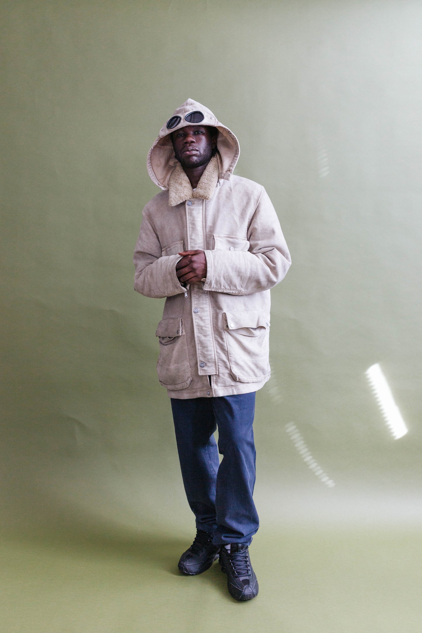 A/W 2003 C.P. Company Moleskin Beige Sherpa Lined Parka