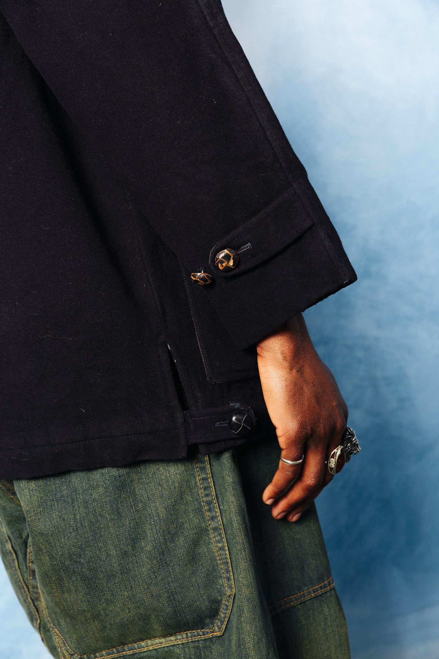 Burberry Navy Nova Check Wool Garden Coat