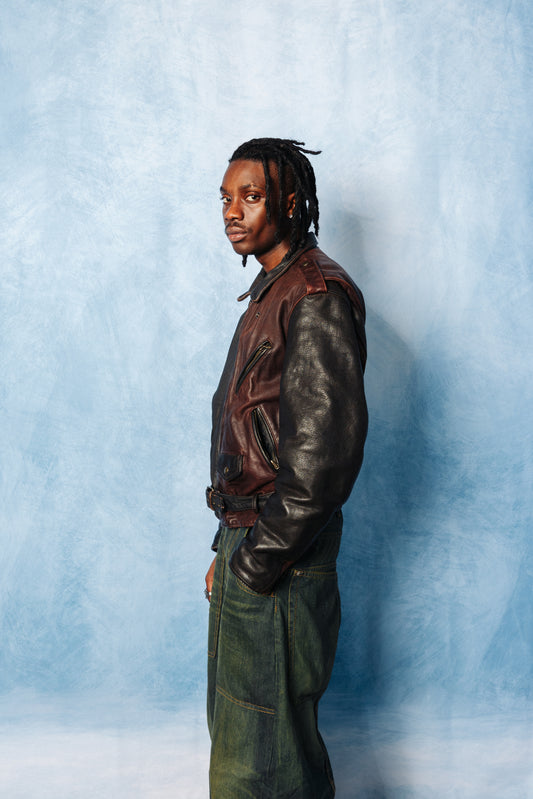 1980's Emporio Armani Brown Leather Motorcycle Jacket