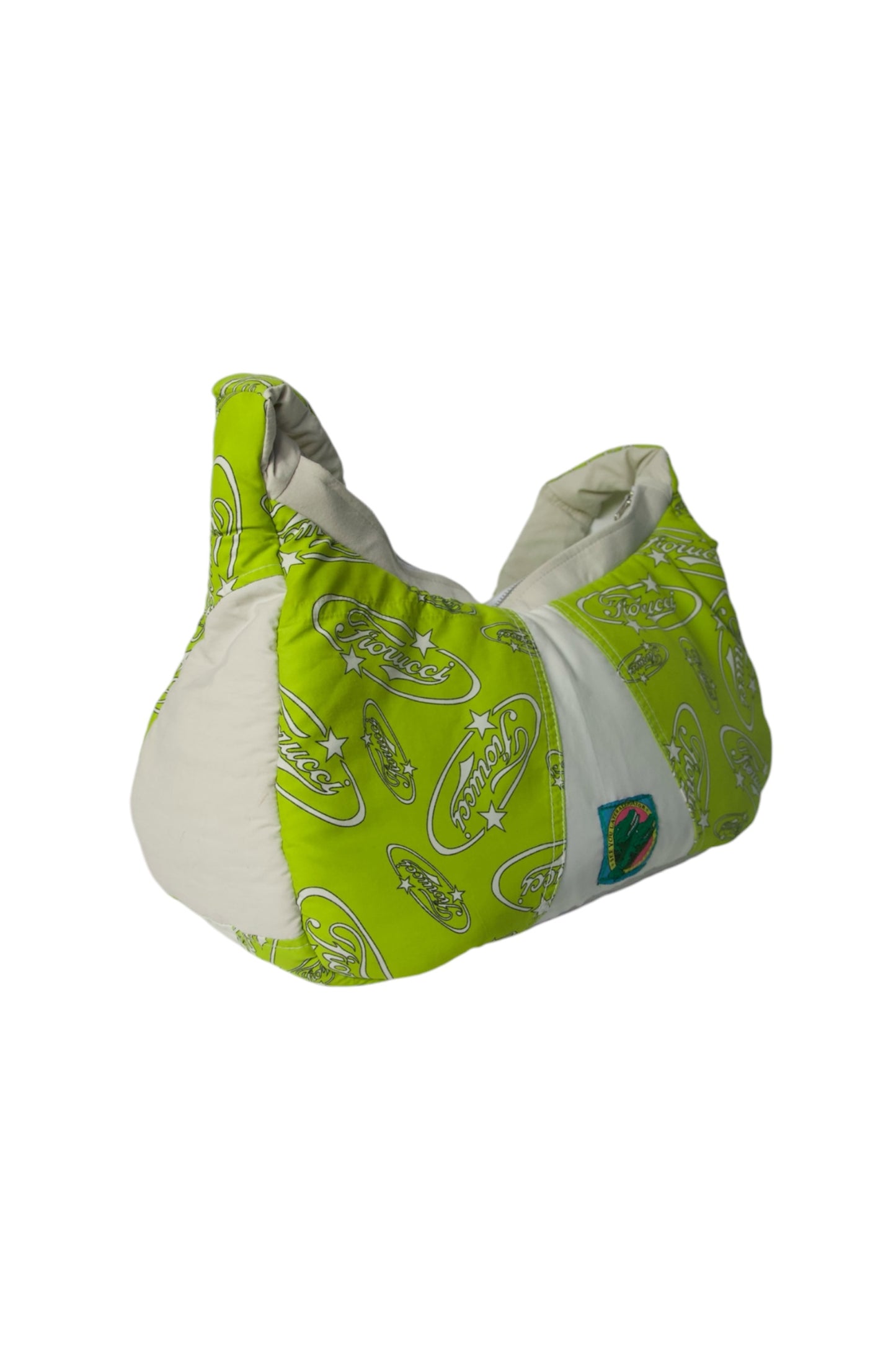 VT Rework: Fiorucci Two-Tone Logo Printed Padded Cross Body Bag