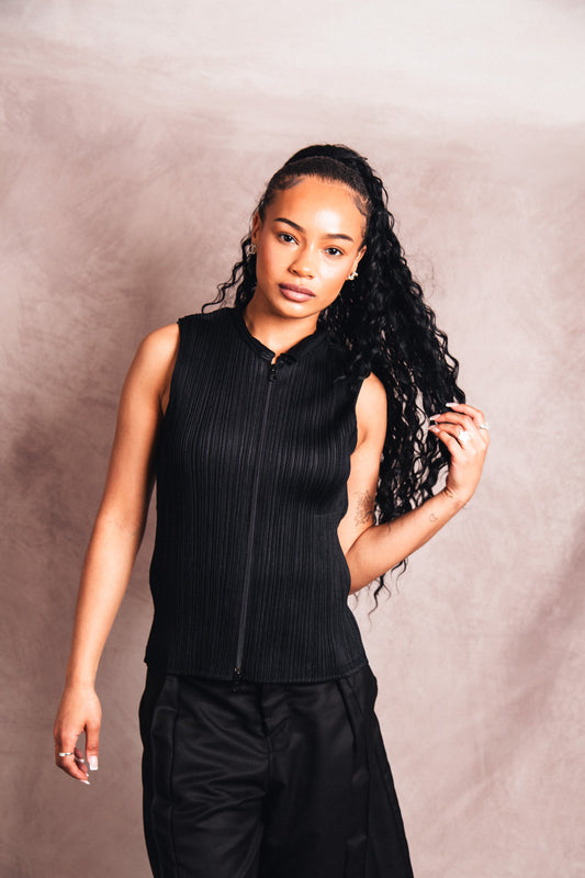Issey Miyake Pleats Please Dualzip Collared Tanktop