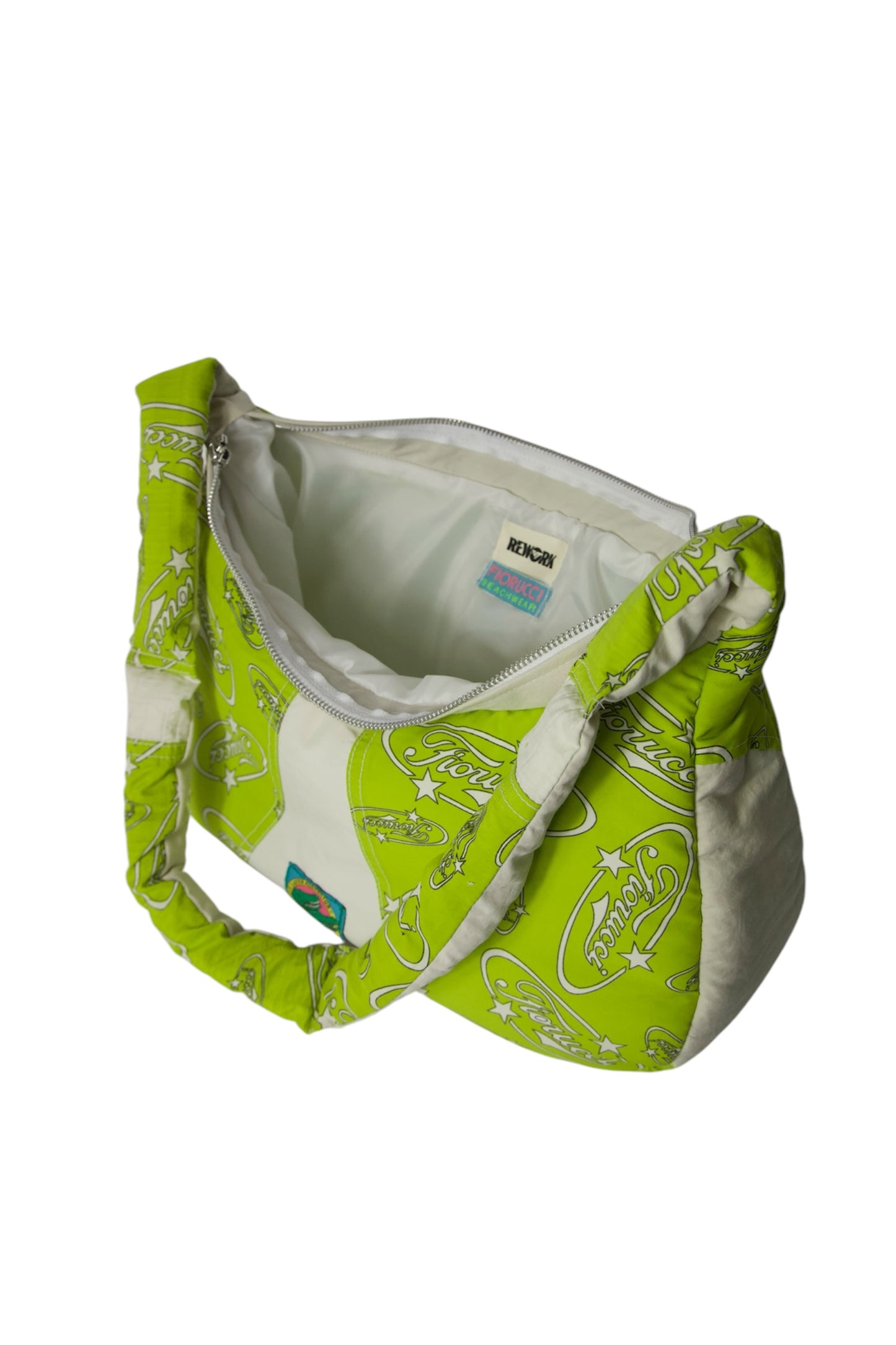 VT Rework: Fiorucci Two-Tone Logo Printed Padded Cross Body Bag