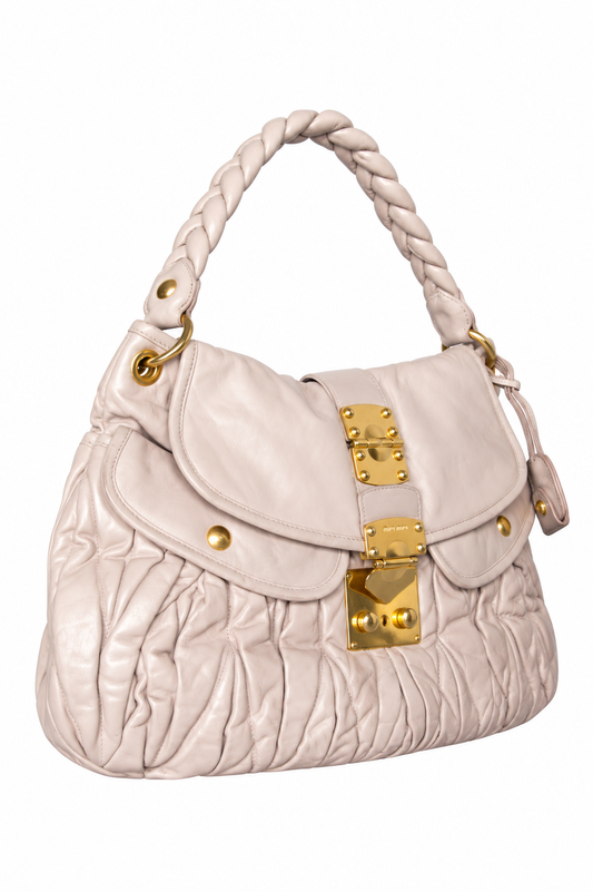 Miu Miu Matelasse Coffer Flap Pink Hobo Bag