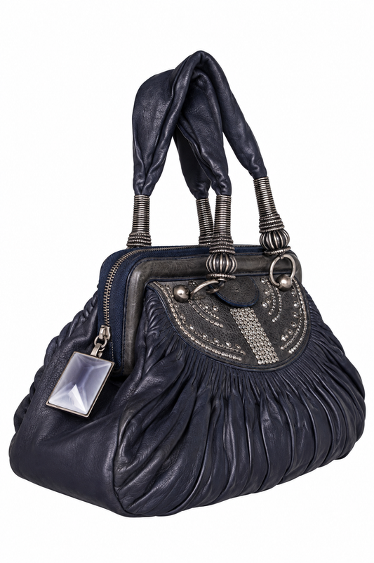2007 Dior By Galliano Le Plisse Leated Leather Basket Bag