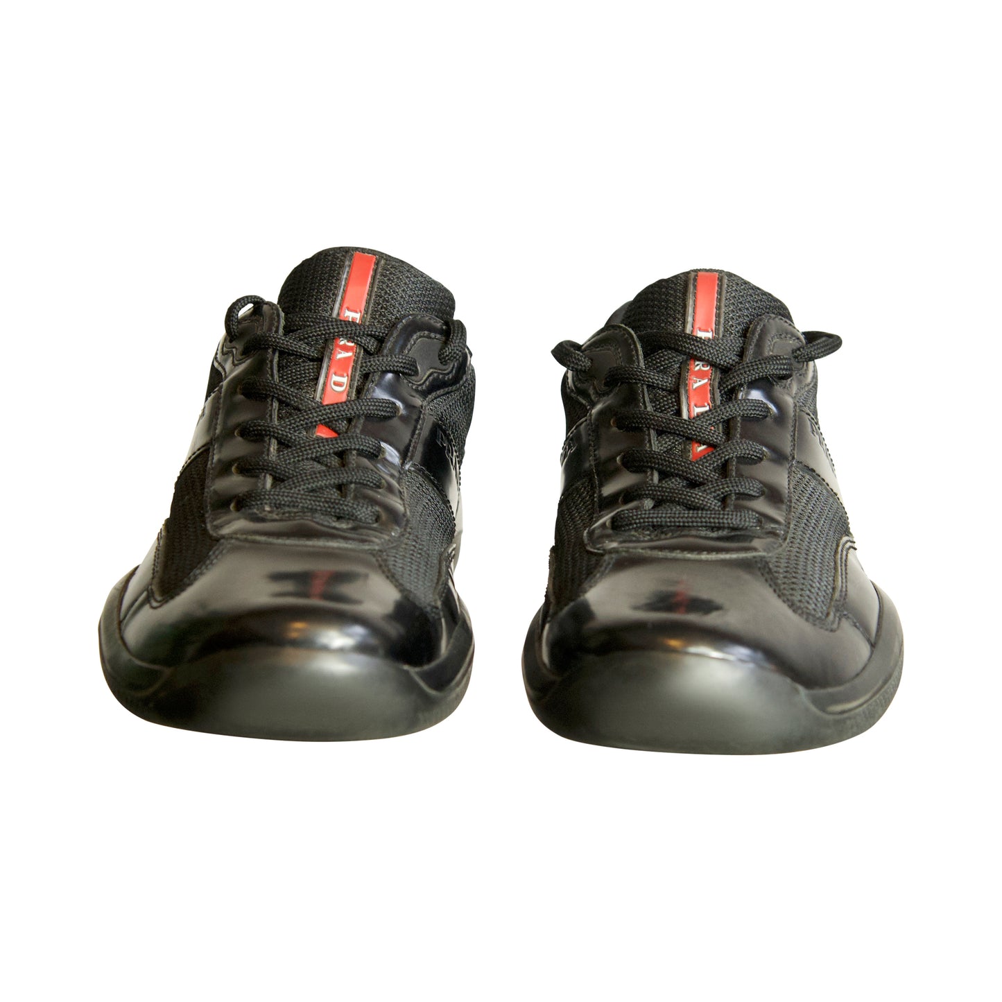 Prada Black Patent Leather America's Cup Low Top Trainers