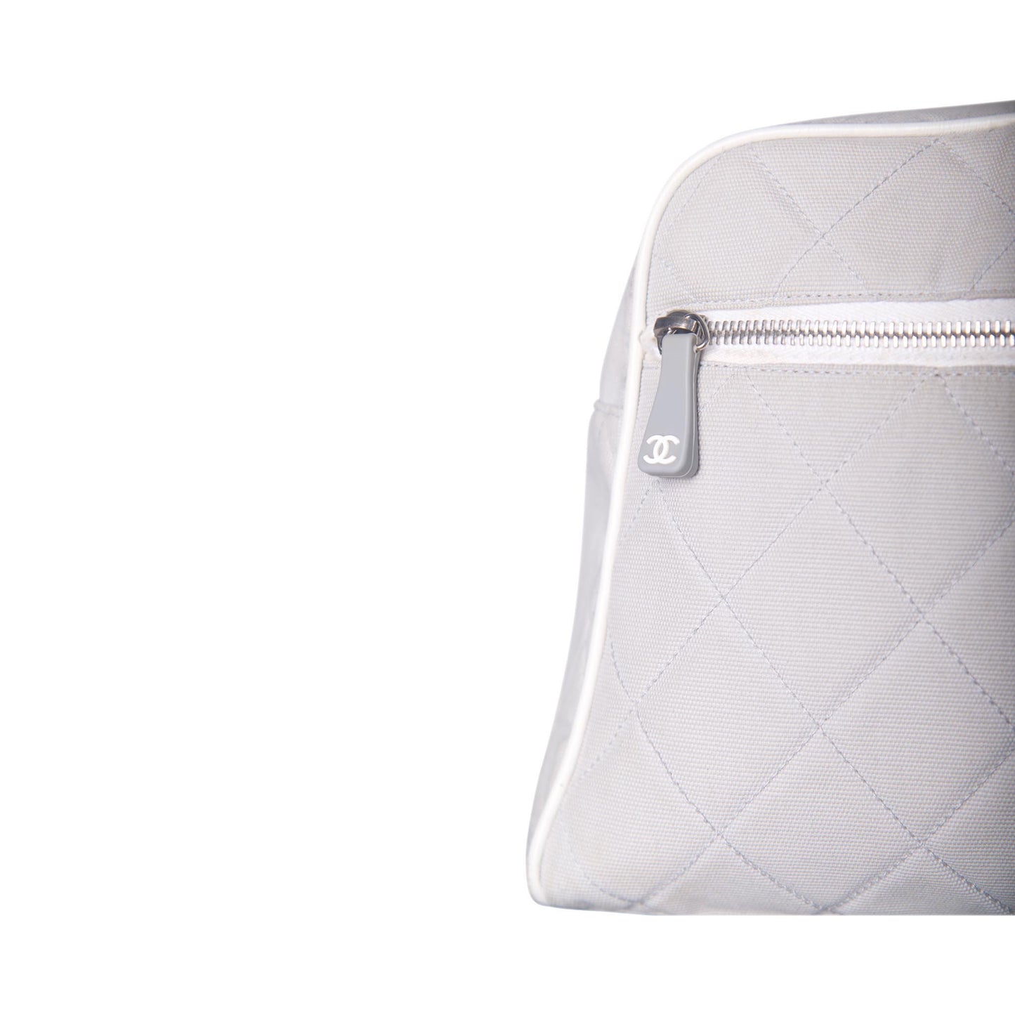 Chanel Sport Spellout Quilted Grey Bowling Bag