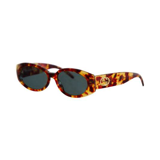 Gucci GG Gold Emblem Amber Tortoise Shell 2196/S Cat Eye Sunglasses Cased