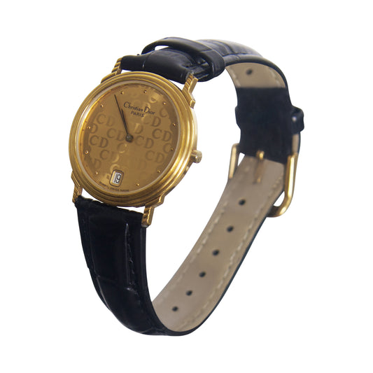 Christian Dior 45.122.2 Gold Croc Strap Watch