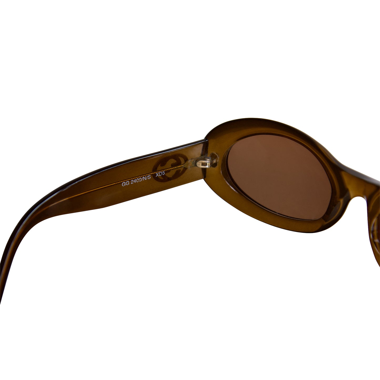 Gucci GG 2400 1990's Oval Amber Perspex Frame Sunglasses