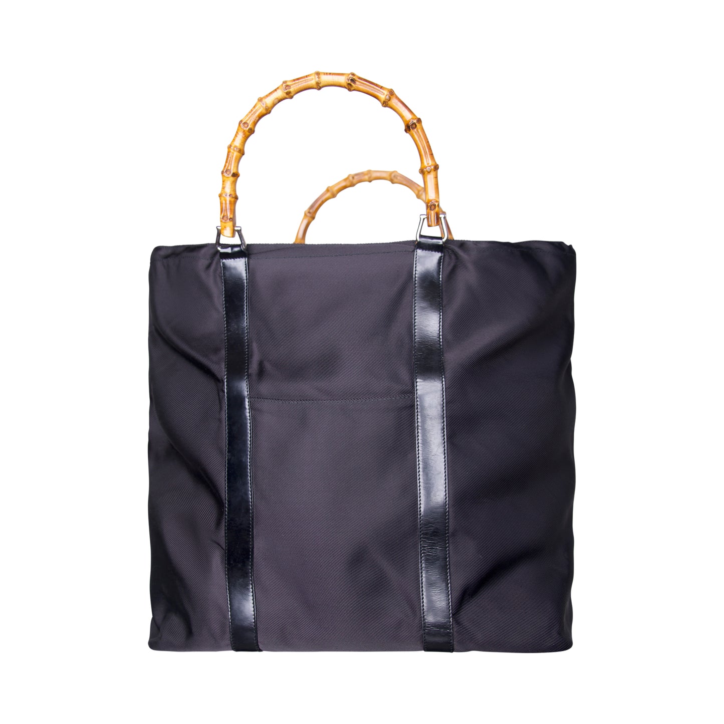 Gucci Black Nylon Bamboo Top Handle Tote Bag