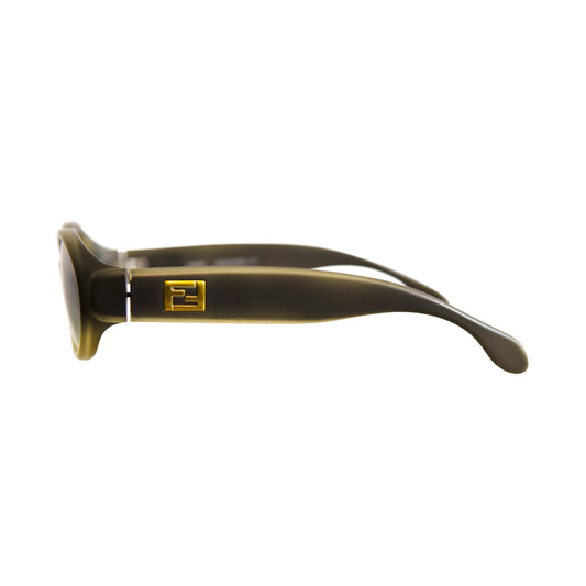 Fendi Olive Gold Logo Oval Sunglasses