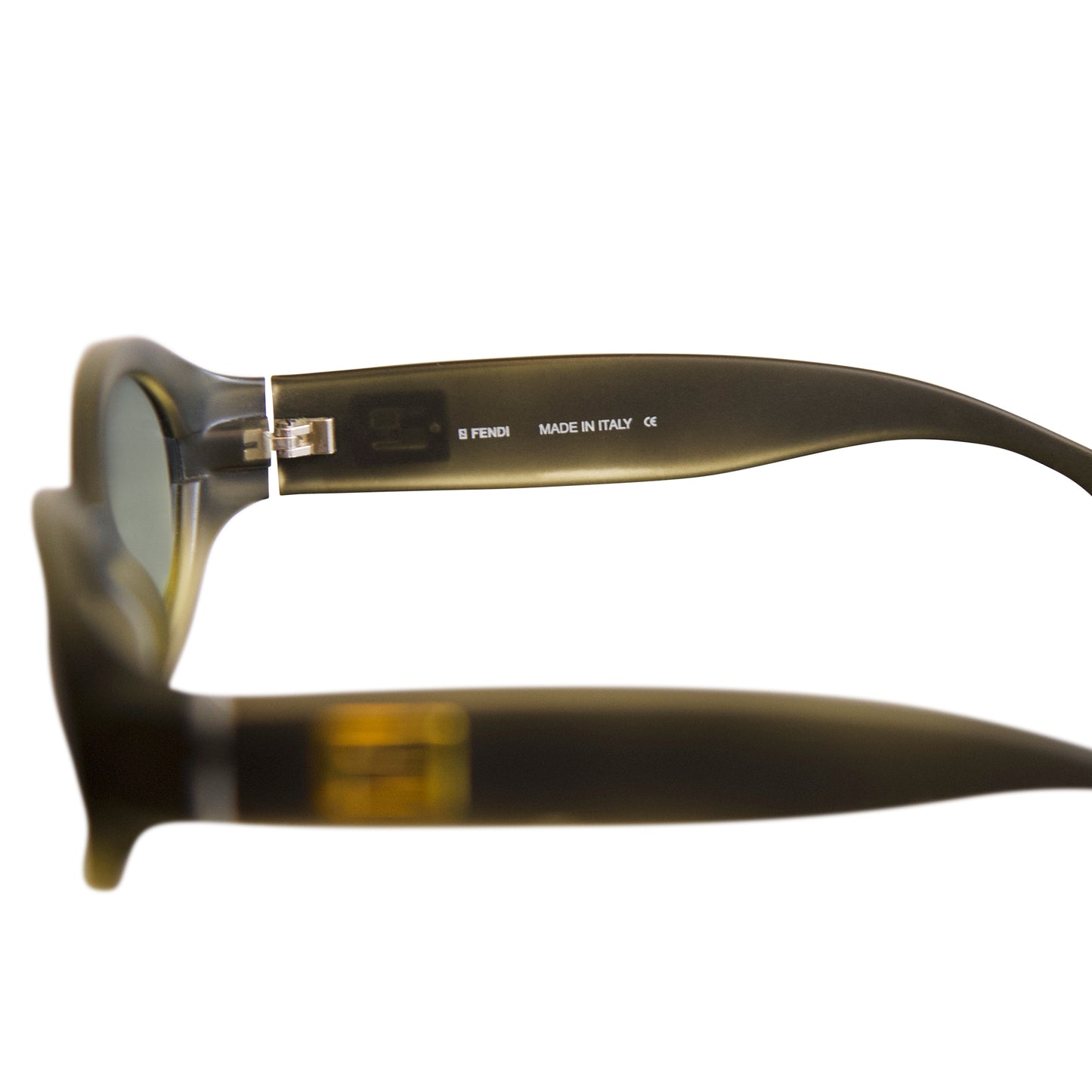 Fendi Olive Gold Logo Oval Sunglasses