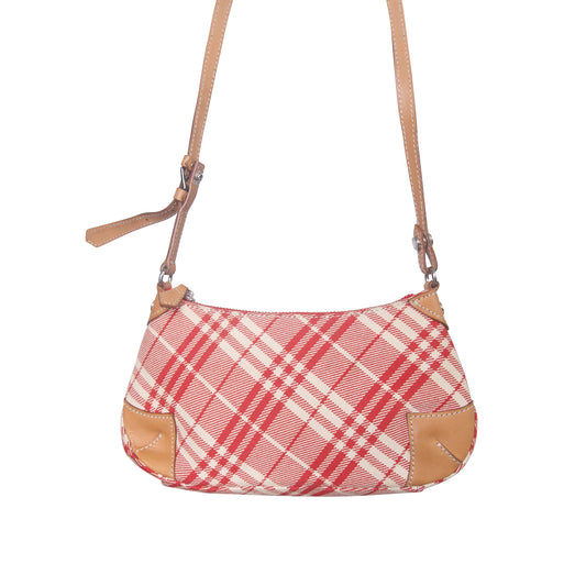 Burberry Red Nova Check Cotton Canvas Shoulder Bag