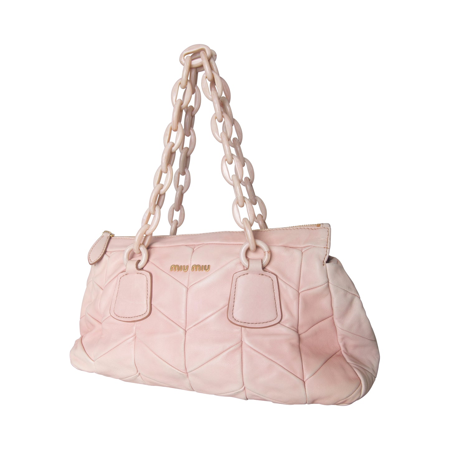 MiuMiu Metalasse Chainlink Strap Baby Pink Quilted Shoulder Bag