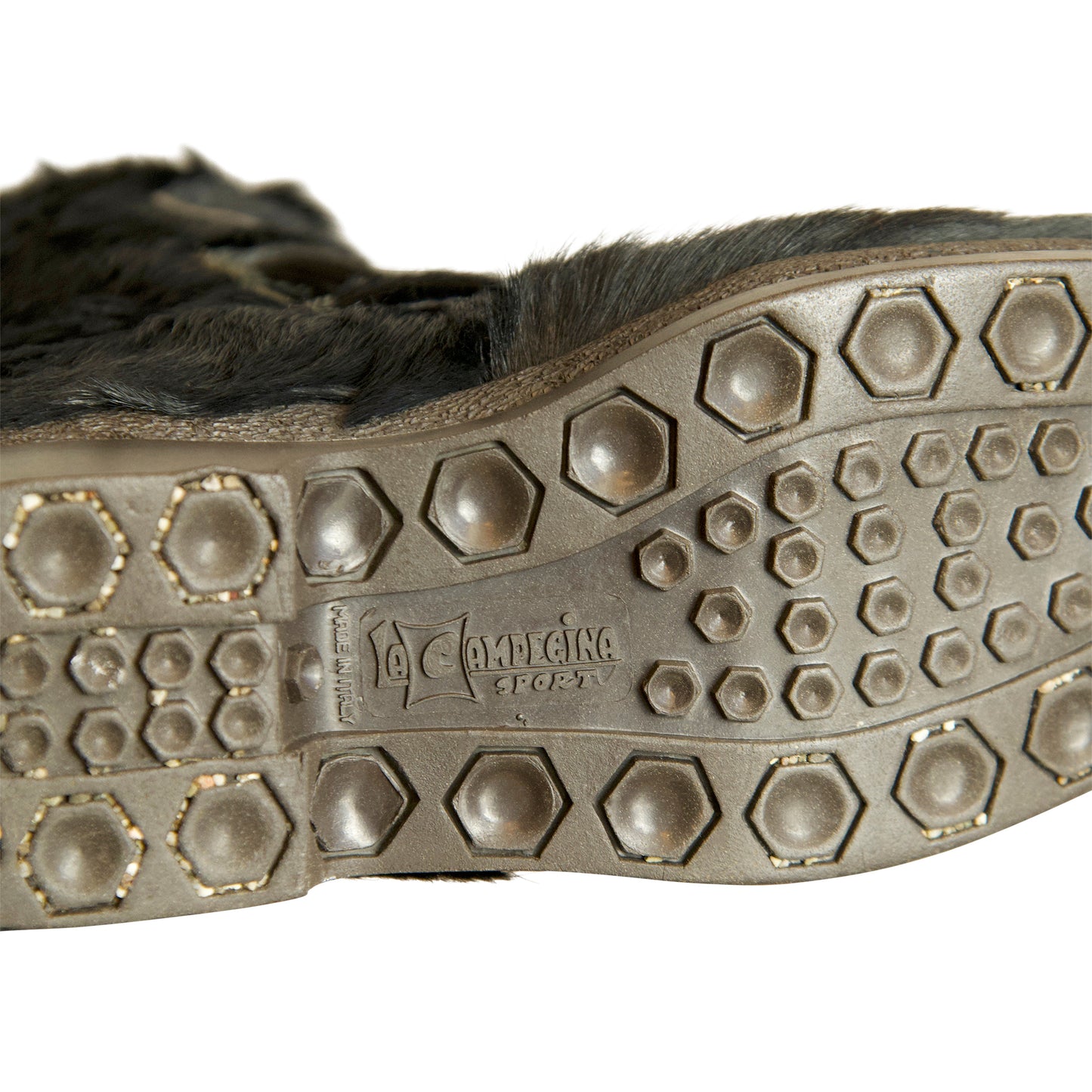 La Campegina Fleece Lined Black Goat Fur Ankle Snow Boots