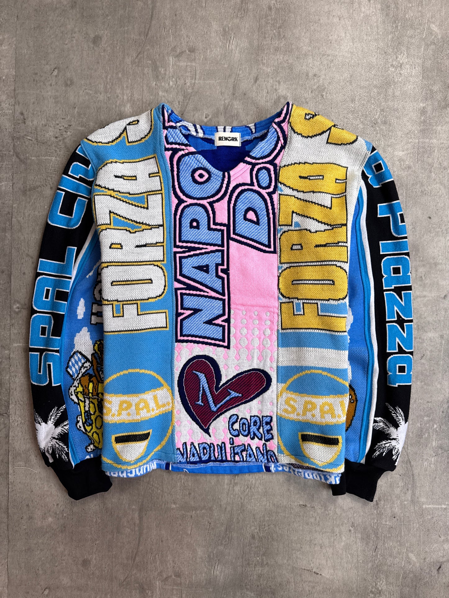 VT Rework: Football Scarf Patchwork Reworked Knitted Sweater