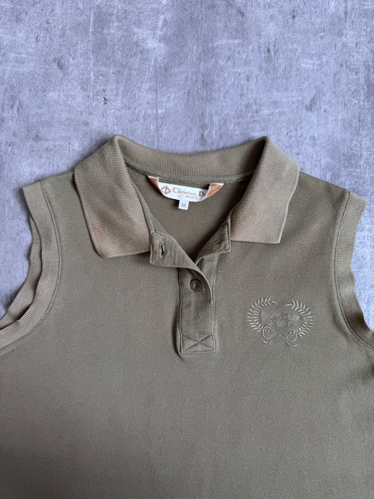 1980s Christian Dior Olive Sleeveless Polo Shirt