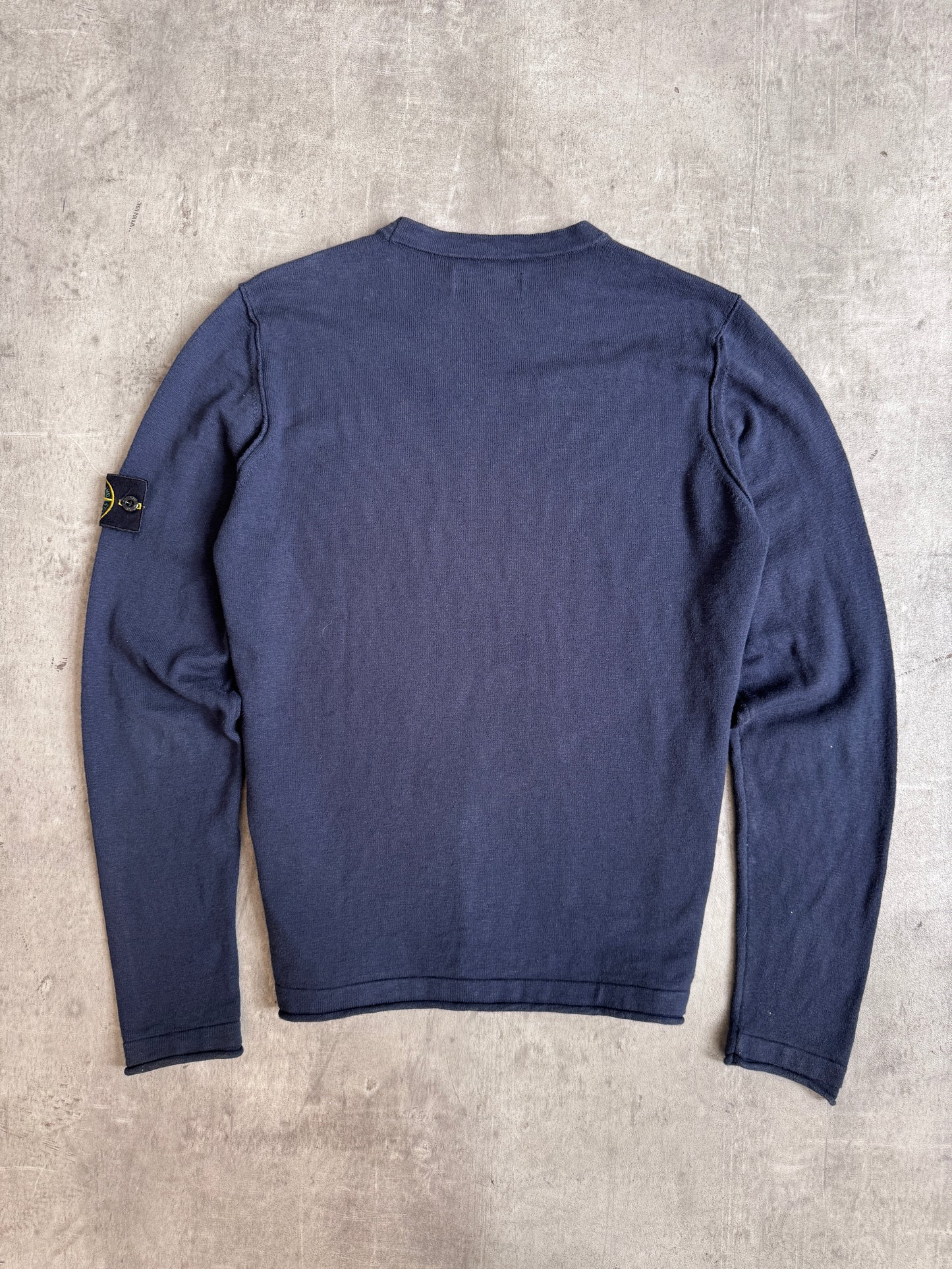 S/S 2022 Stone Island Washed Navy Lightweight Knit Sweater
