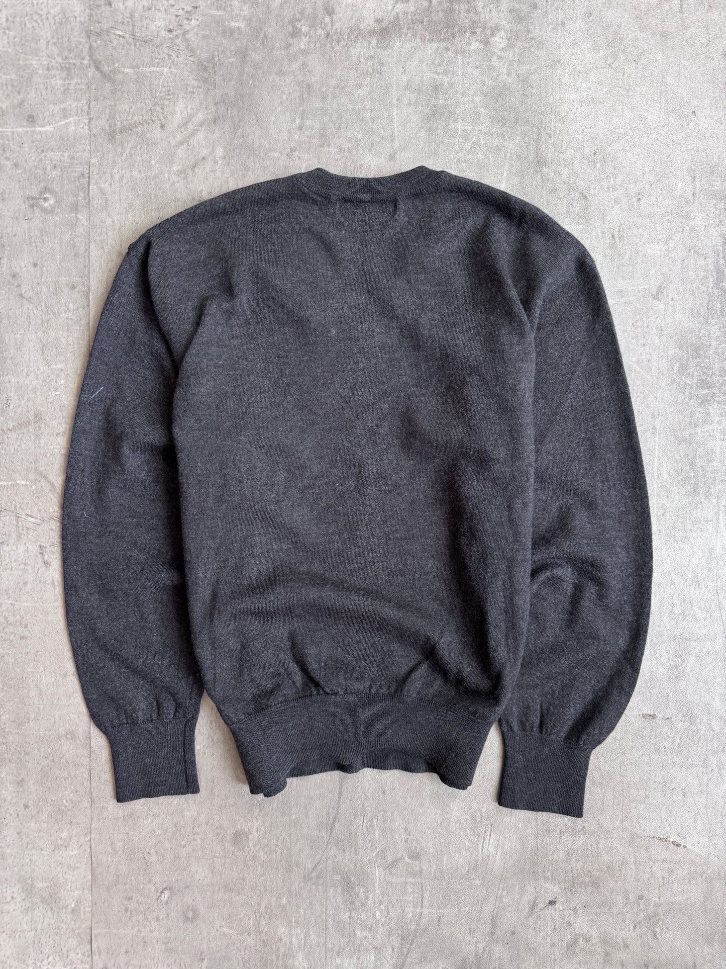 YSL Grey Stripe V Neck Sweater