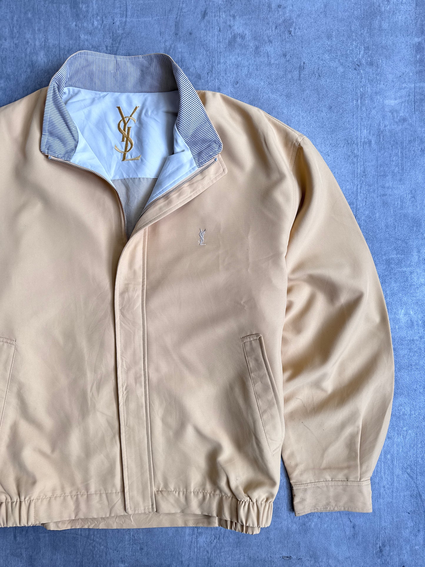 YSL Camel Tone Lightweight Harrington Jacket