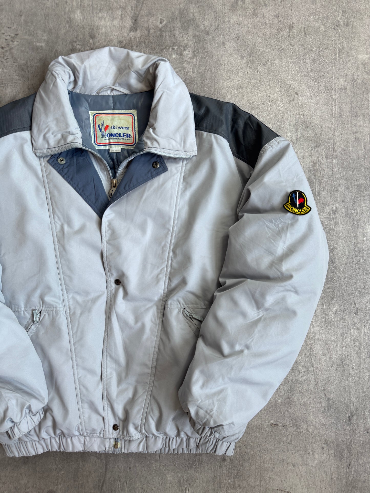 1970s Moncler Cropped Two Grey Padded Jacket