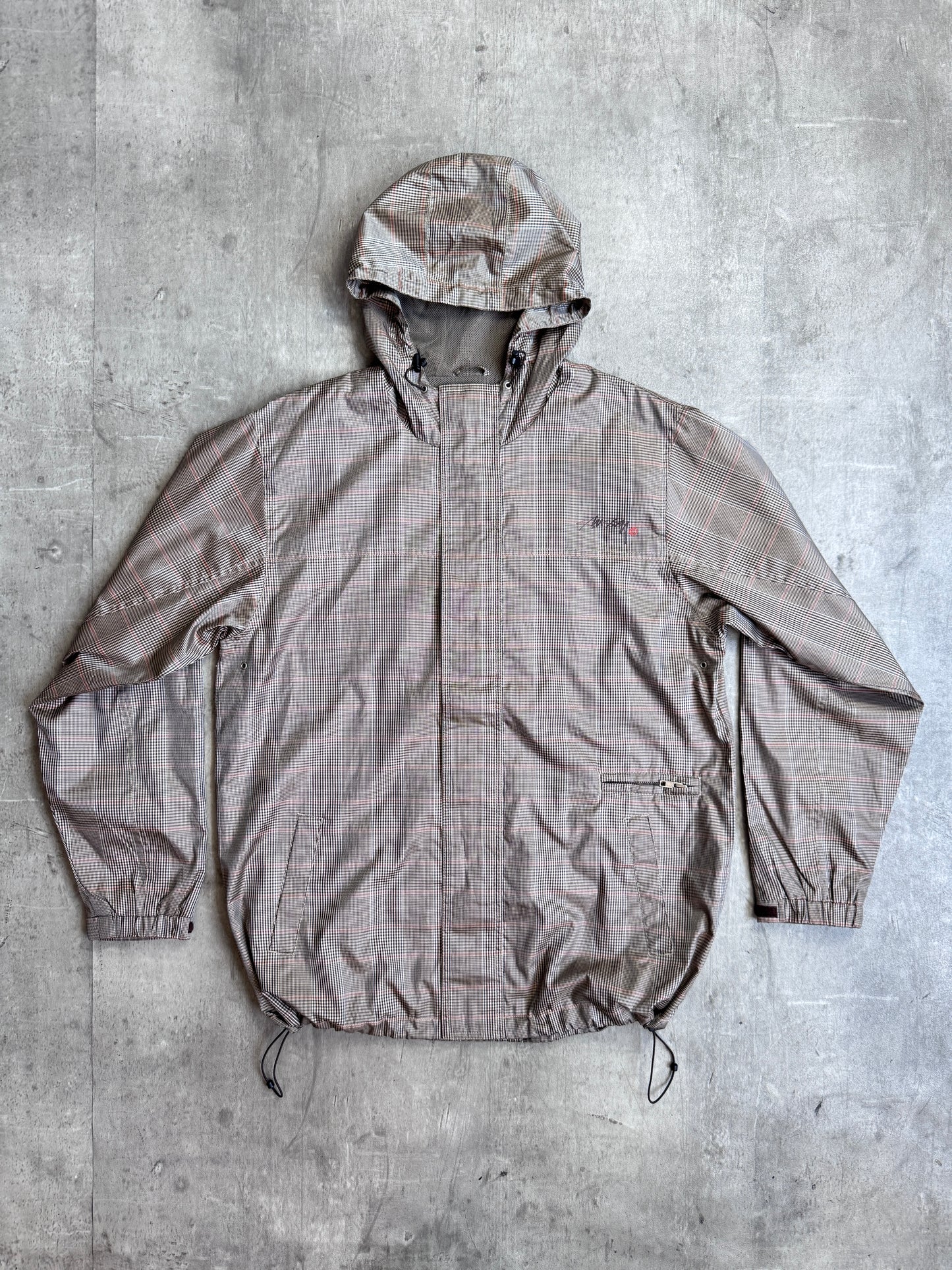 Stussy Brown Check Hooded Rain Coat