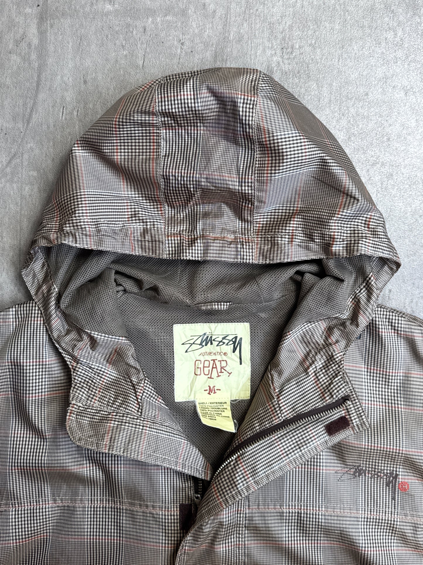 Stussy Brown Check Hooded Rain Coat