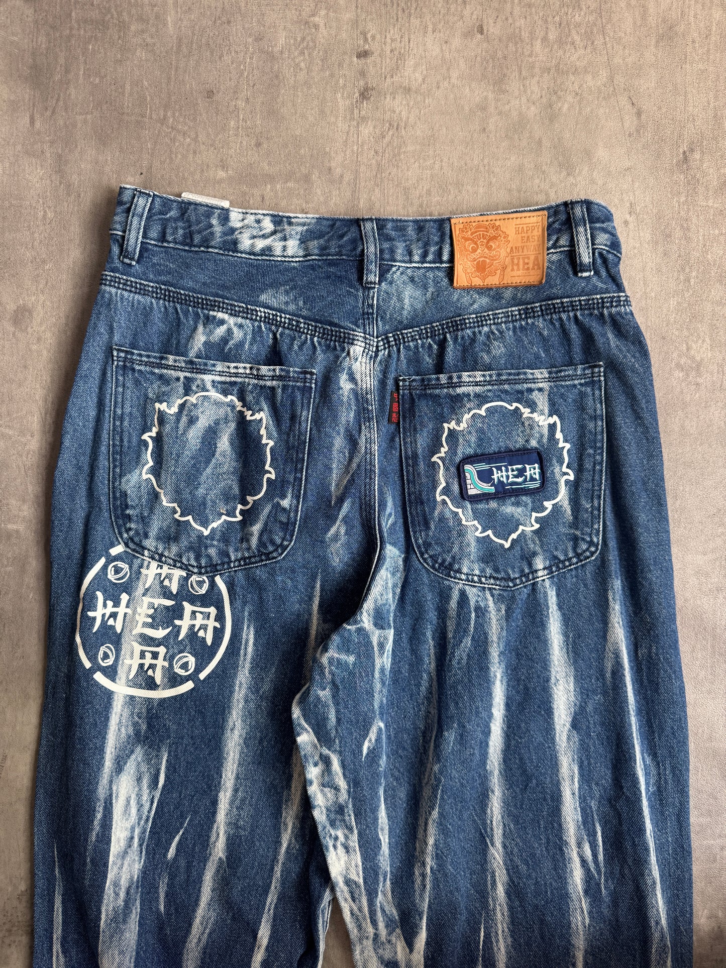 HEA Denim Acid Streak Wide Leg Denim Jeans