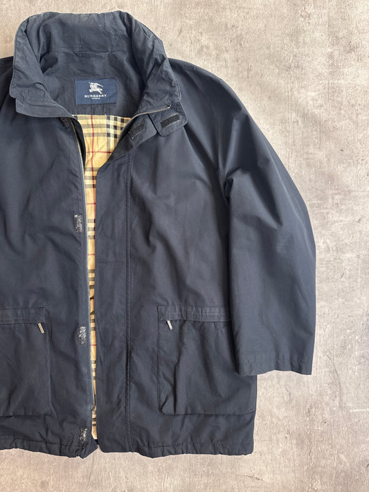Burberry Nova Check Lined Navy Gore-Tex Parka Jacket