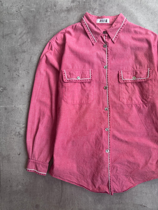 Issey Miyake Pink Embroidered Western Chambray Shirt