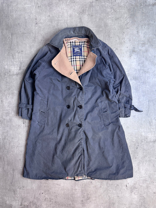 Burberry Distressed Double Breasted Padded Trench Coat