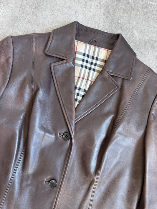 Burberry Brown Leather Blazer