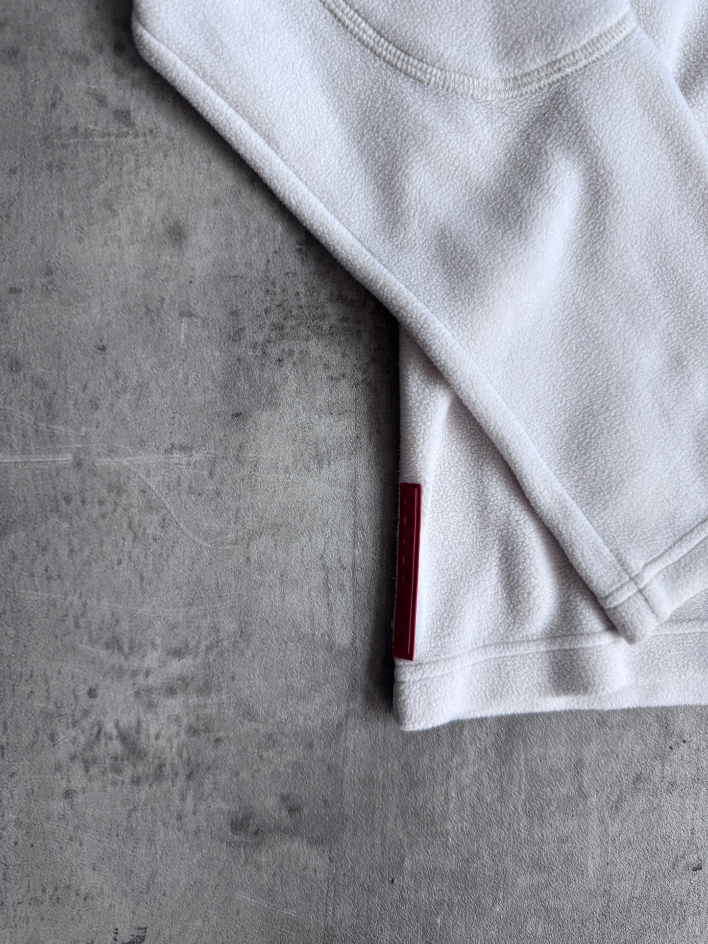 Prada White Fleece Quarter Zip Sweater