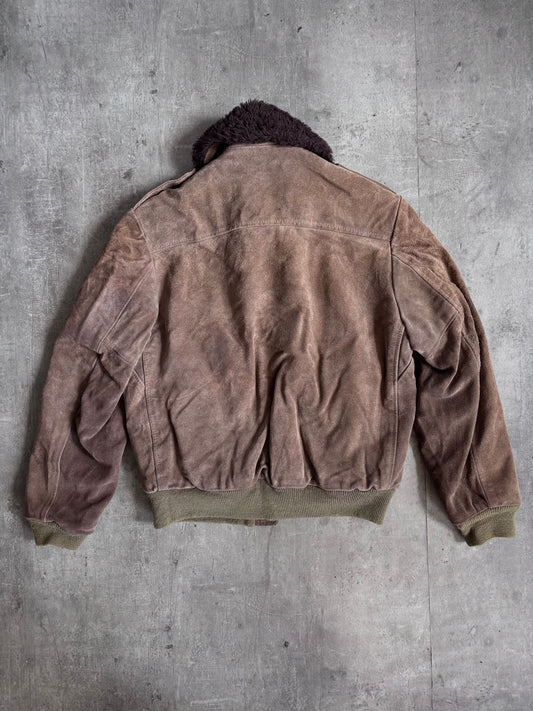 1960's Cooper Brown Suede Fleece Lined G1 Bomber Jacket