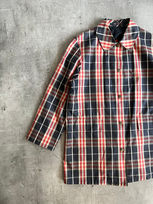 Burberry Red/Navy Nova Check Trenchcoat