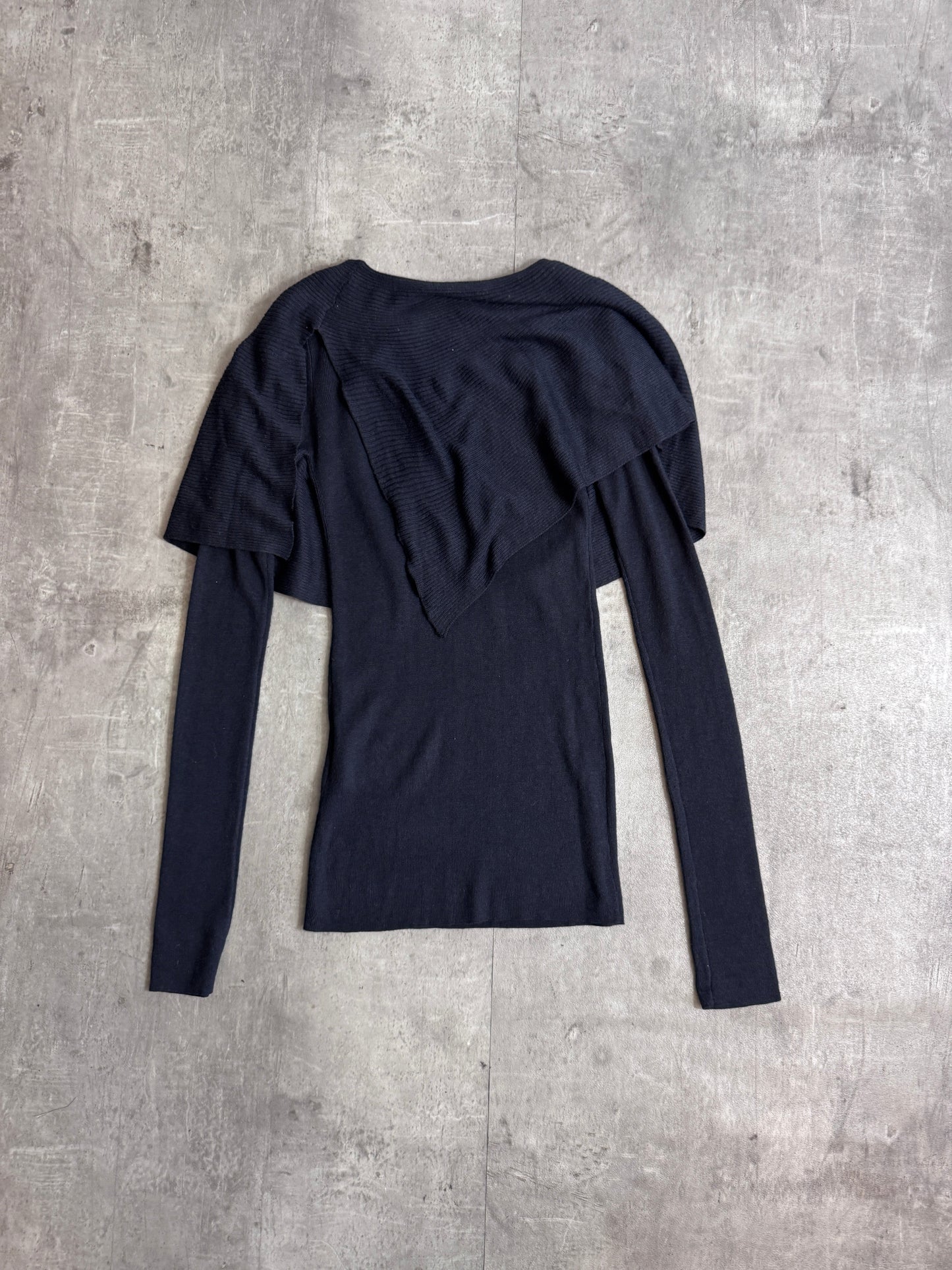 Prada 100% Cashmere Black Frill Neck Sweater