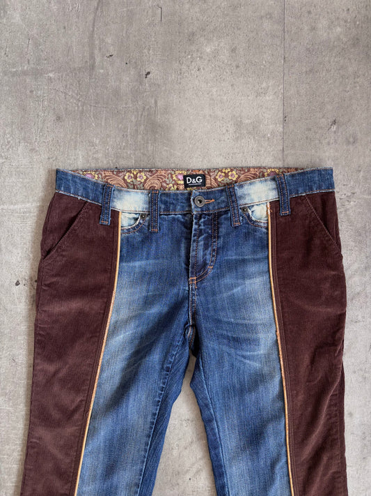 Dolce & Gabbana Lowrise Corduroy Patchwork Jeans