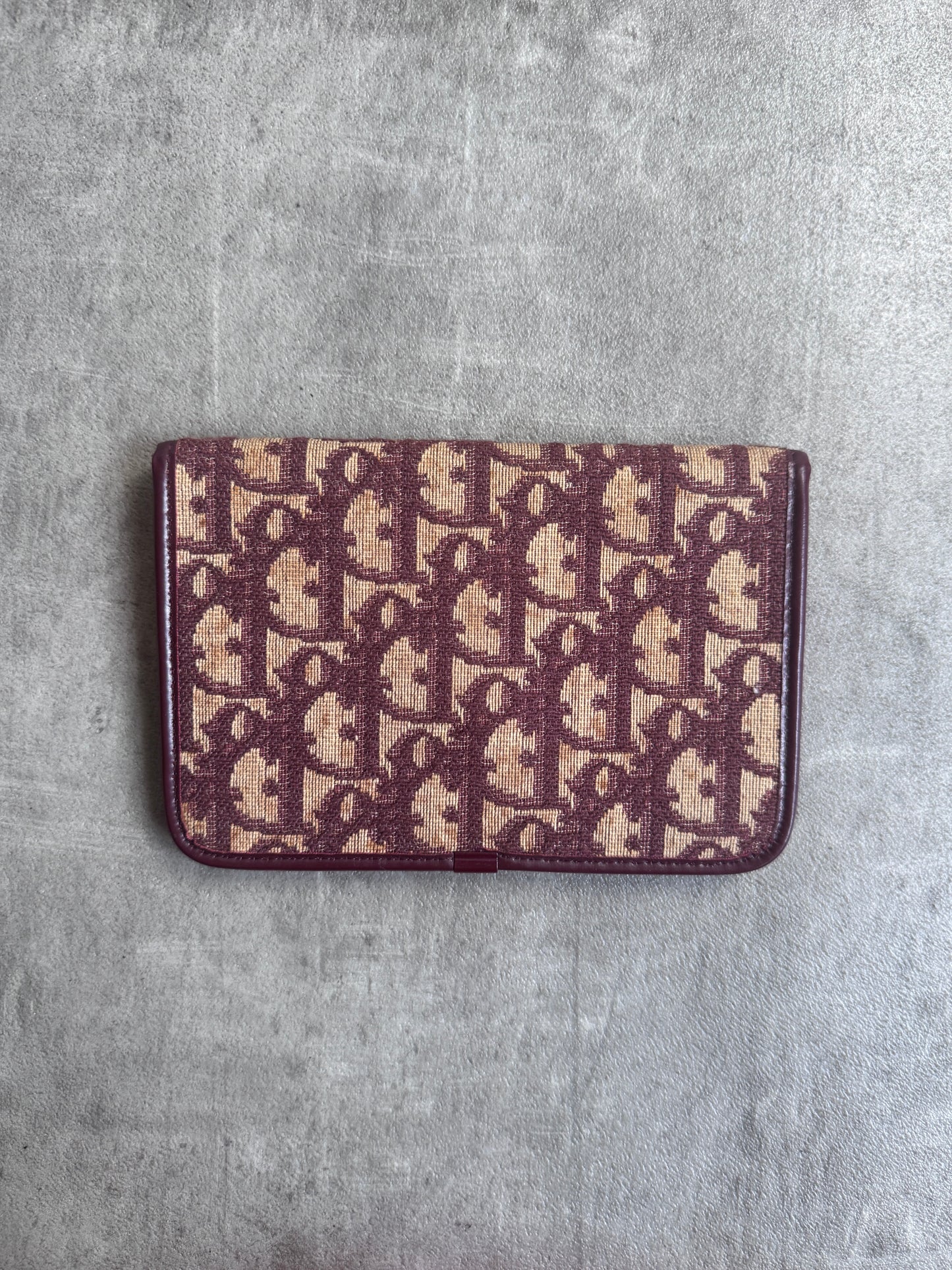 90s Christian Dior Monogram Trotter Burgundy Canvas Purse