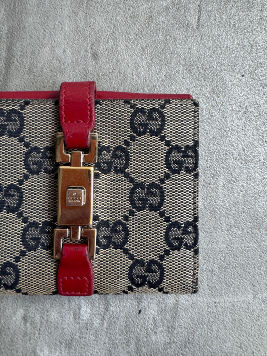 Gucci GG Supreme Red Leather Purse