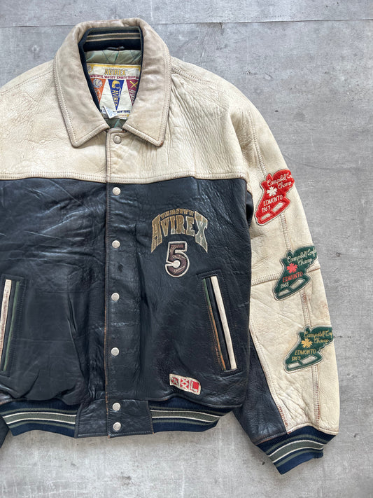 1990's Avirex Varsity Northwest Wild Bears Leather Bomber Jacket