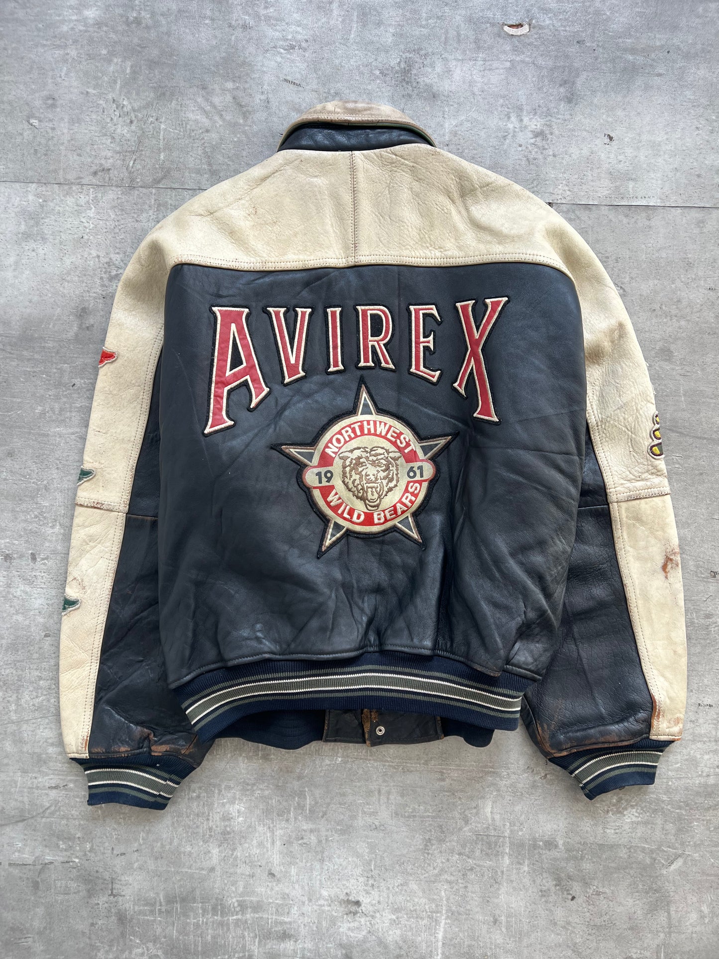 1990's Avirex Varsity Northwest Wild Bears Leather Bomber Jacket